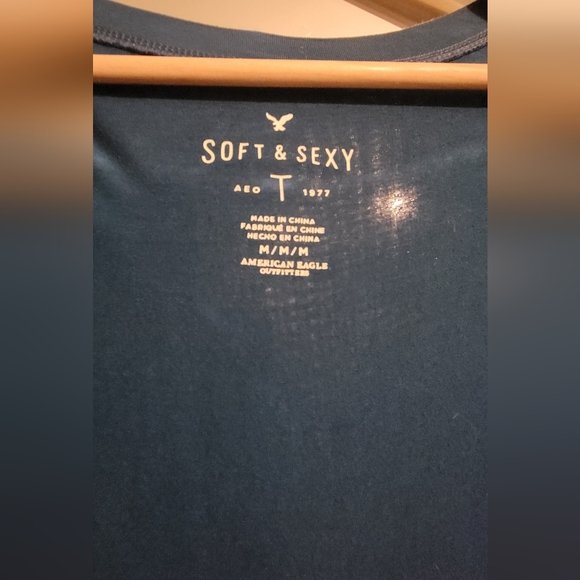 American Eagle 3/4 length sleeve cardigan sweater. Size M Color teal/blue - Picture 4 of 4